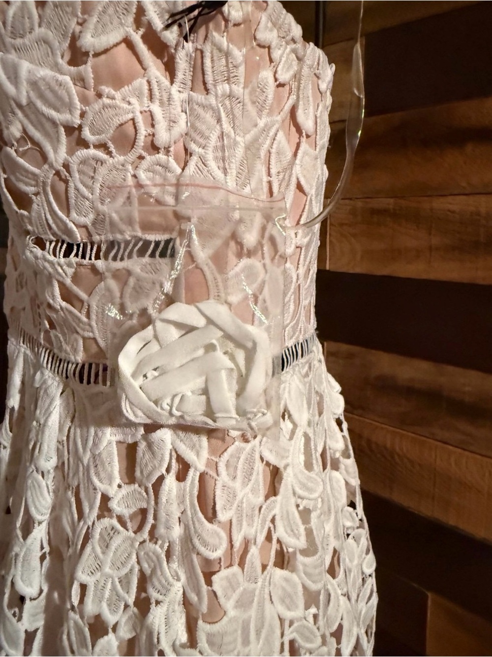 NWT Lulus Pinnacle & Prestige Ivory Lace Strapless Midi Dress - Size large - Picture 4 of 12